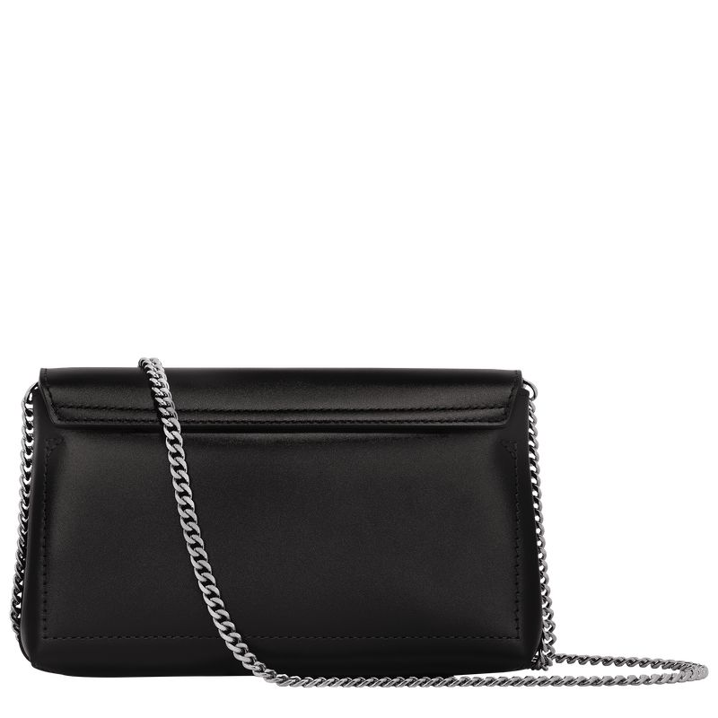 long champ Le Roseau Clutch Leather Naisten Crossbody Laukut Mustat | FIHA9012