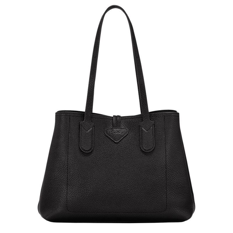 long champ Le Roseau Essential M Tote Leather Naisten Olkalaukku Mustat | FIXY8861