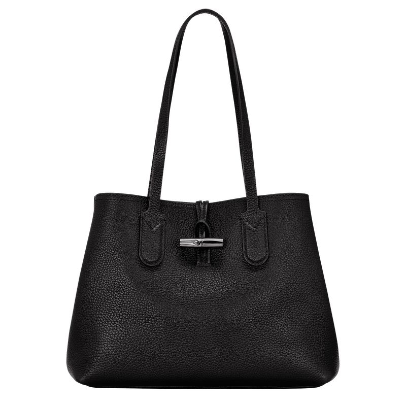 long champ Le Roseau Essential M Tote Leather Naisten Olkalaukku Mustat | FIXY8861