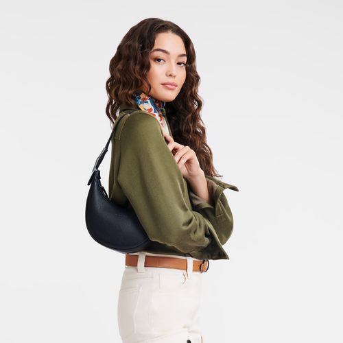 long champ Le Roseau Essential S Hobo Leather Naisten Olkalaukku Mustat | FIHA8825