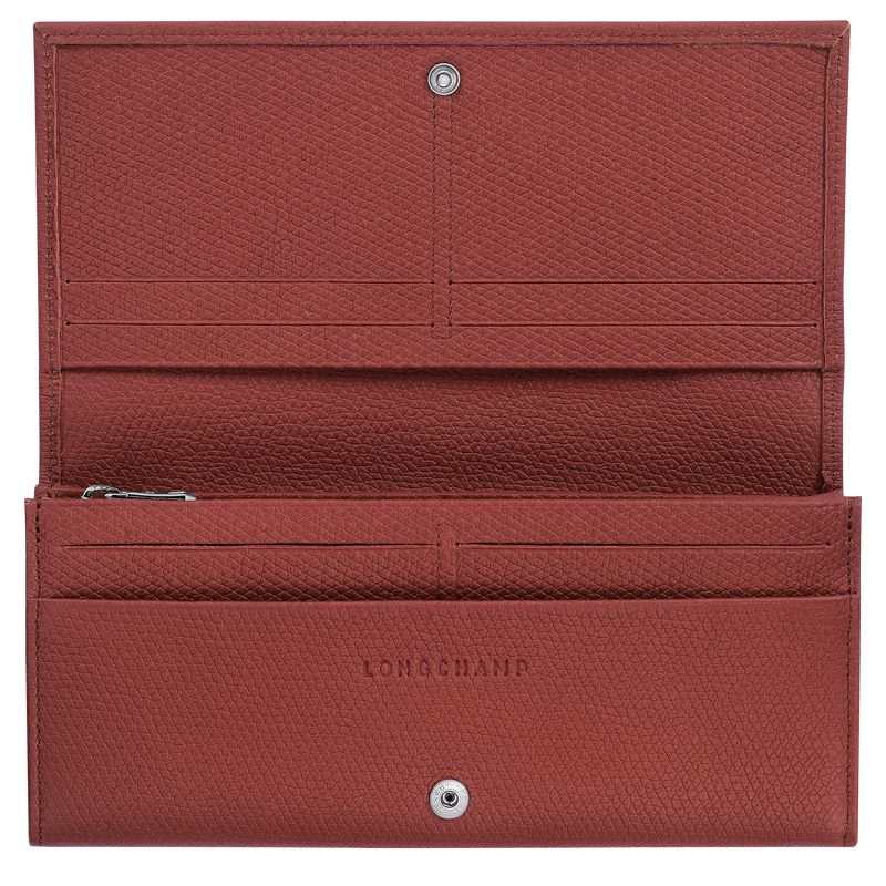 long champ Le Roseau Flap Leather Naisten Lompakko Chestnut | FIZU8548