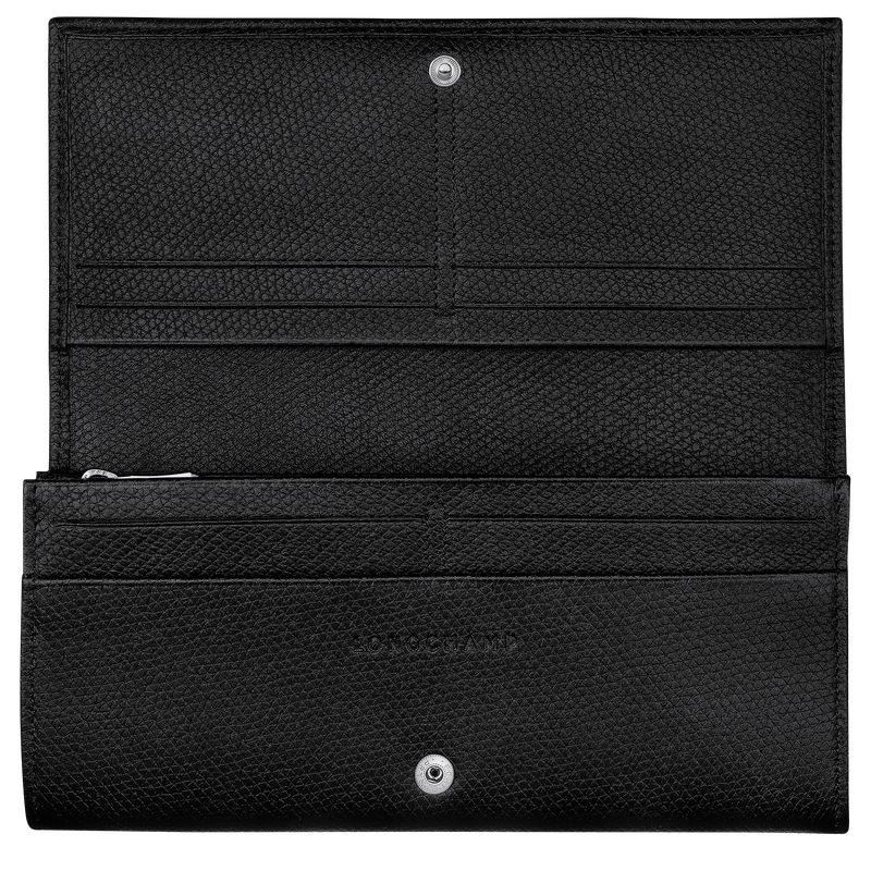 long champ Le Roseau Flap Leather Naisten Lompakko Mustat | FIHA8544