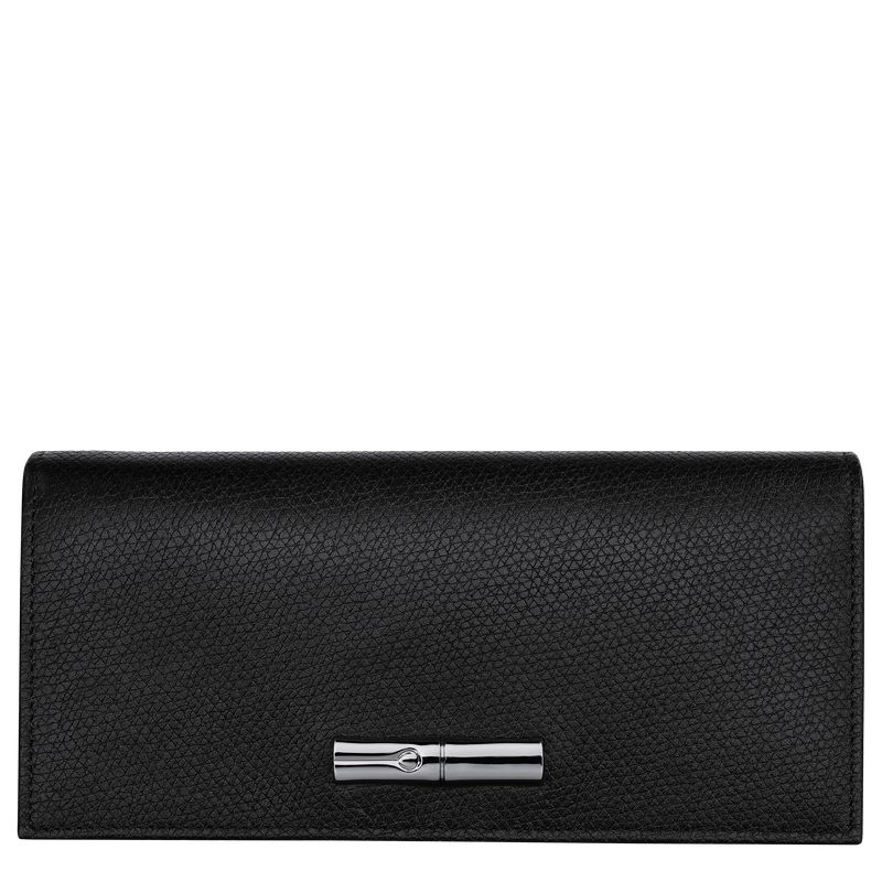 long champ Le Roseau Flap Leather Naisten Lompakko Mustat | FIHA8544