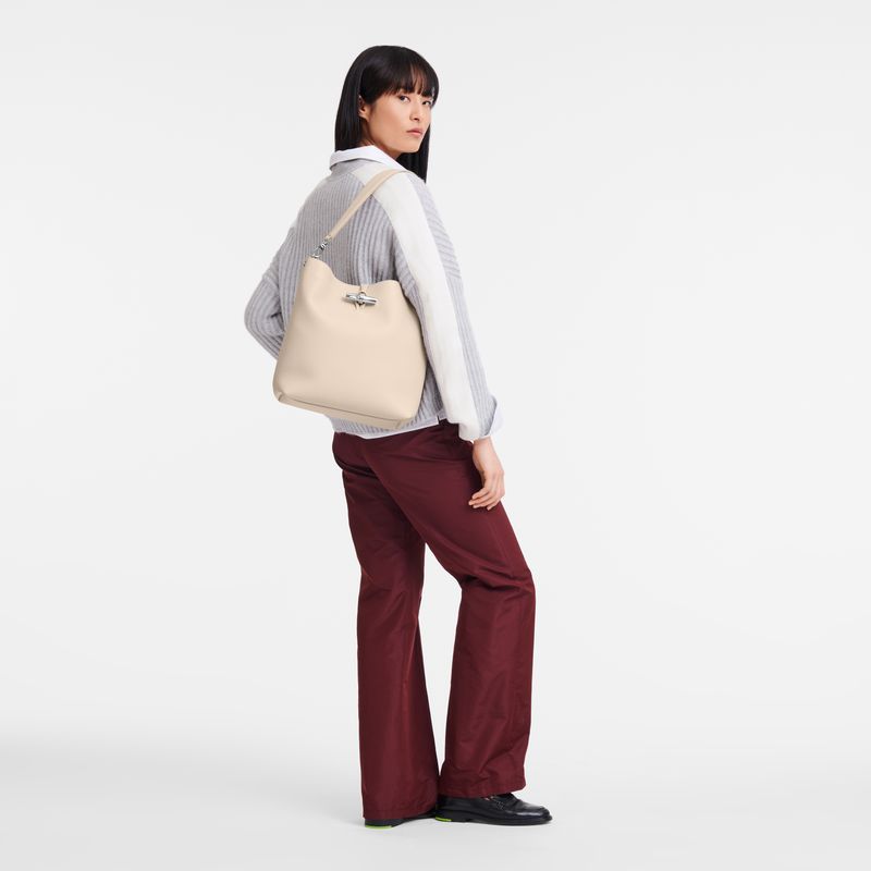 long champ Le Roseau M Shoulder Leather Naisten Olkalaukku Paper | FIDF8853