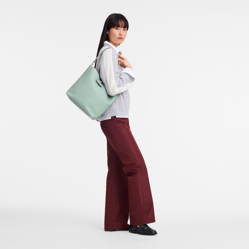 long champ Le Roseau M Shoulder Leather Naisten Olkalaukku Celadon | FIPJ8850