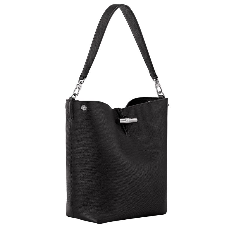 long champ Le Roseau M Shoulder Leather Naisten Olkalaukku Mustat | FIUZ8847