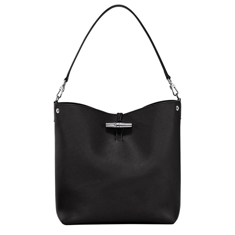 long champ Le Roseau M Shoulder Leather Naisten Olkalaukku Mustat | FIUZ8847