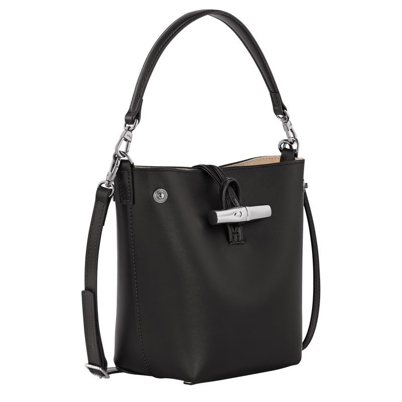 long champ Le Roseau XS Bucket Leather Naisten Crossbody Laukut Mustat | FIQM8996