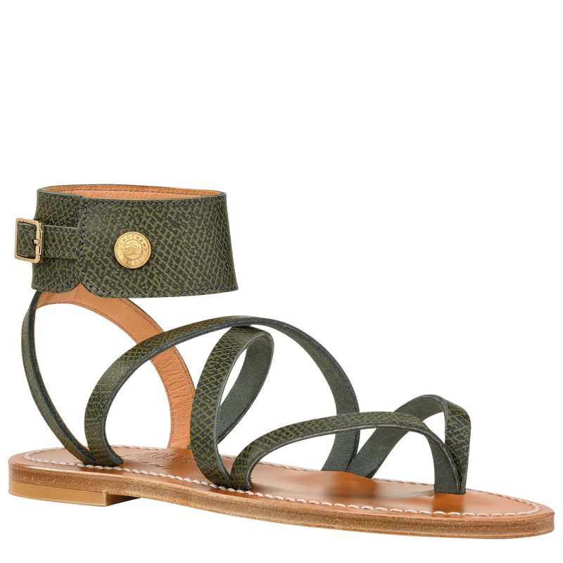 long champ Leather Naisten Sandaalit Forest | FICT7666