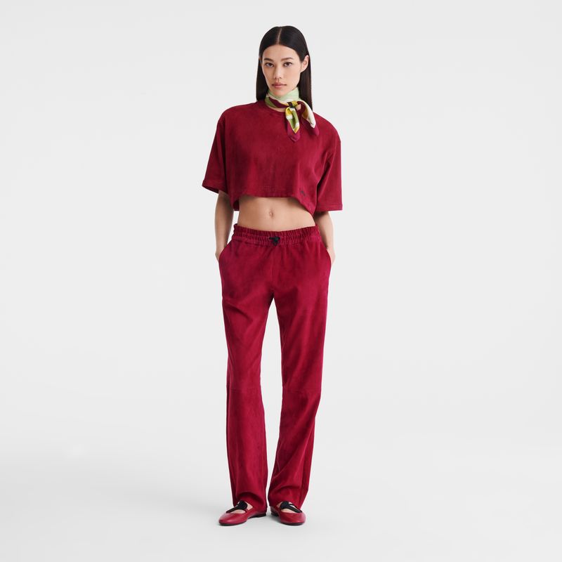 long champ Leather crop Leather Naisten Topit Beetroot | FIGS7763