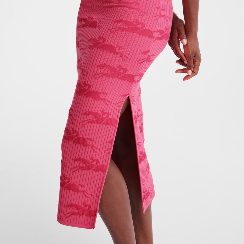 long champ Midi skirt Knit Naisten Mekko Pinkki | FIVR7830