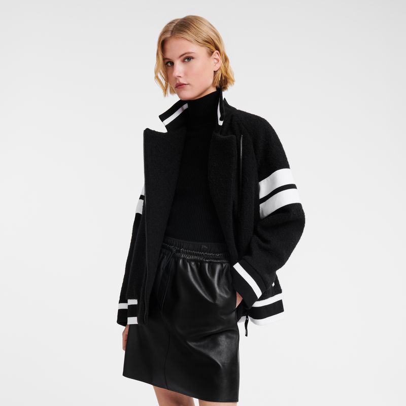 long champ Oversize blouson Bouclette Naisten Takit Mustat | FINW7877