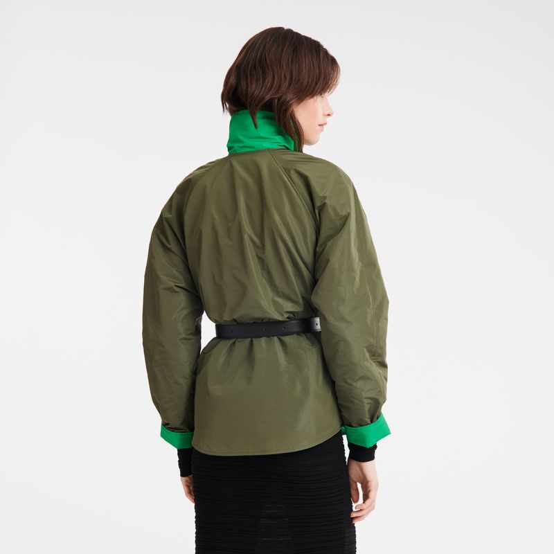 long champ Padded blouson Technical taffeta Naisten Takit Khaki Vihreä | FIZU7872