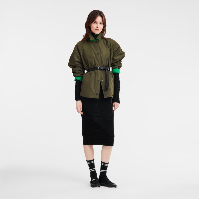 long champ Padded blouson Technical taffeta Naisten Takit Khaki Vihreä | FIZU7872