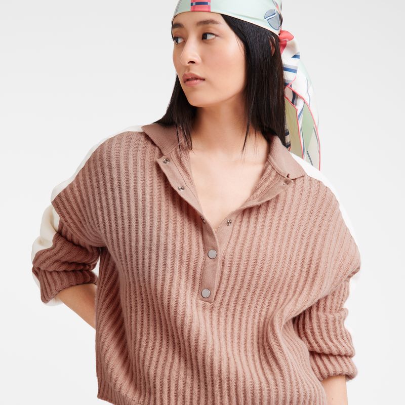 long champ Polo collar Knit Naisten Villapaita Nude | FIUZ7807