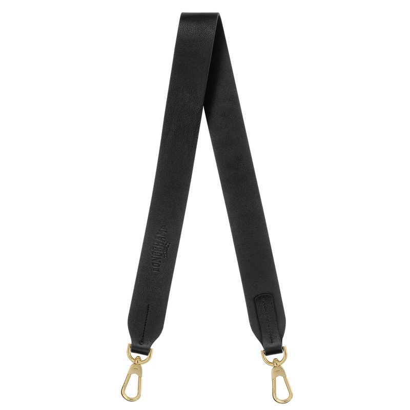 long champ Shoulder strap Leather Miesten Asusteet Mustat | FIOK7445