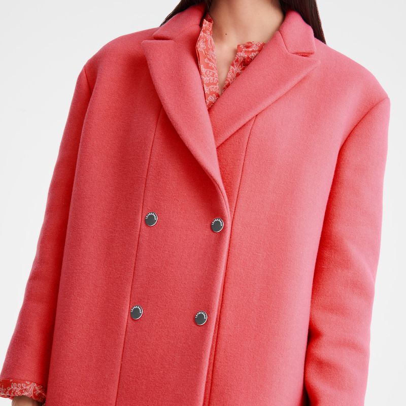 long champ Straight peacoat Wool broadcloth Naisten Takit Blush | FIRV7856