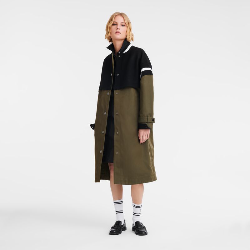 long champ Teddy spirit trench Gabardine and wool Naisten Takit Khaki | FIGS7867