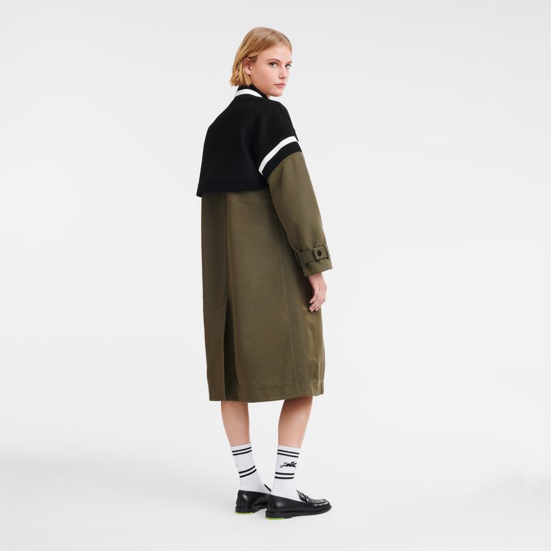 long champ Teddy spirit trench Gabardine and wool Naisten Takit Khaki | FIGS7867