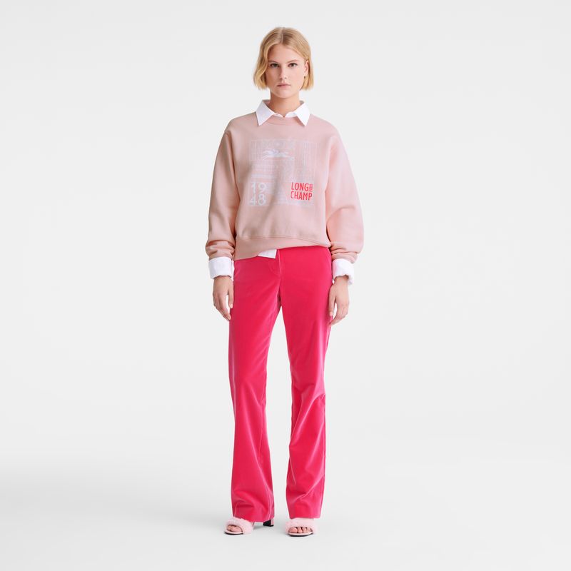 long champ Trousers Velvet Naisten Housut Pinkki | FIYX7691