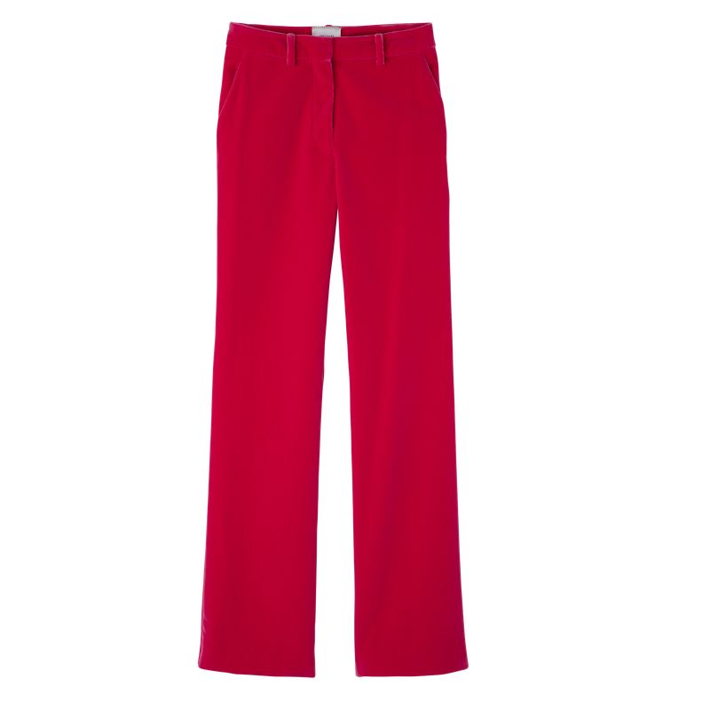 long champ Trousers Velvet Naisten Housut Pinkki | FIYX7691