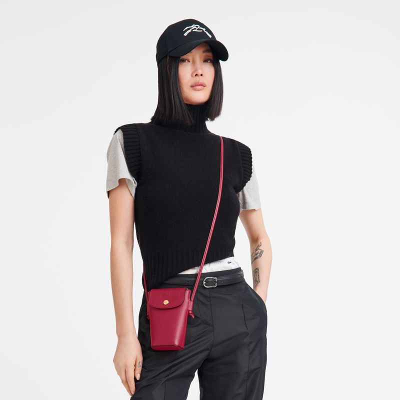 long champ Épure with leather lace Leather Naisten Kuori Magenta | FIKO8615